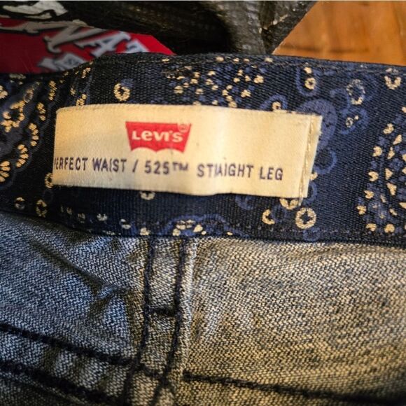 Levi's Perfect Waist 525 Straight Leg Stretch Blue Denim Jeans Plus Size - Picture 6 of 8